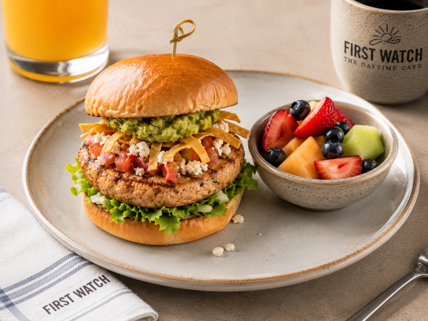 First Watch Baja Turkey Burger light burger option