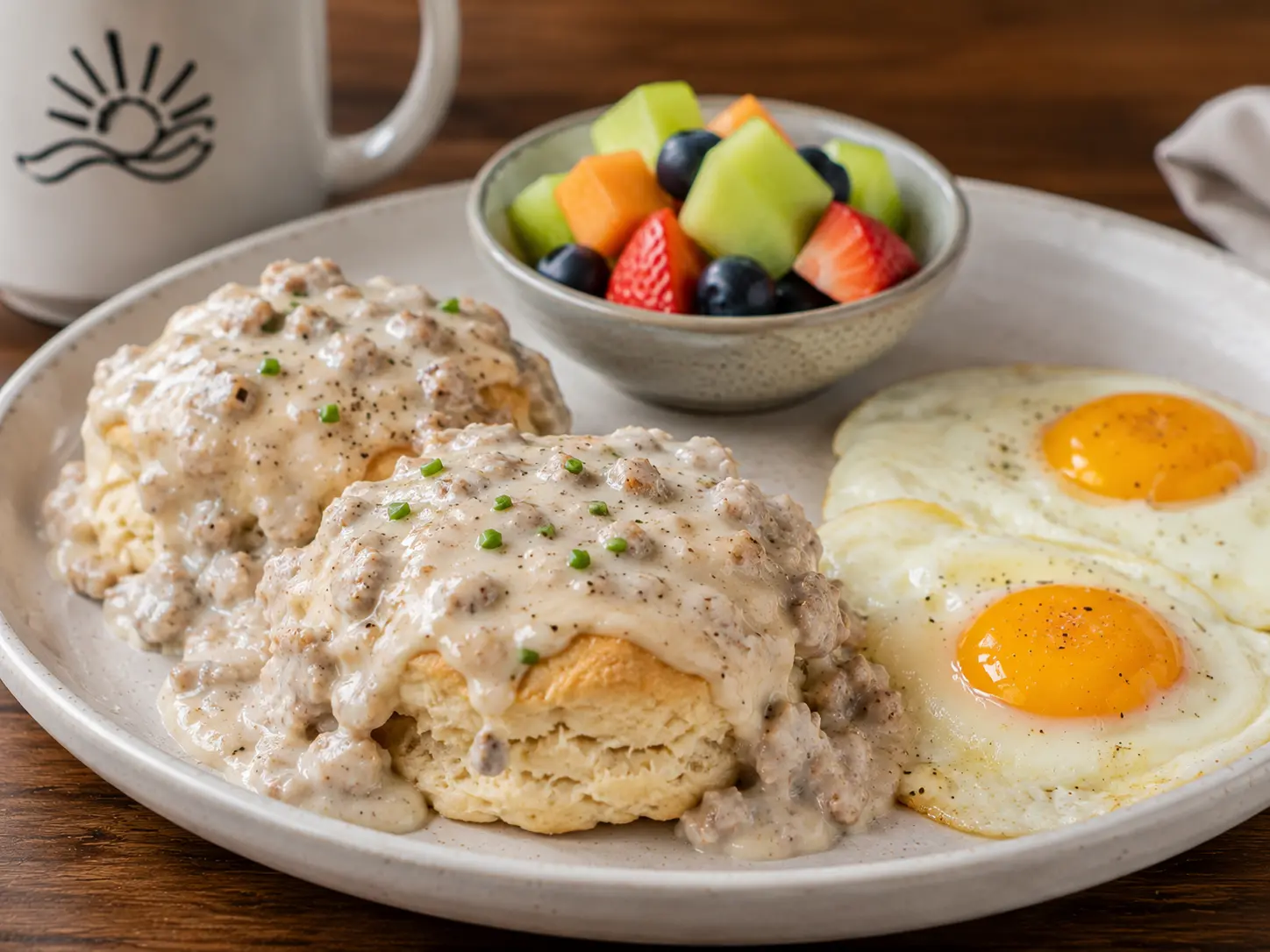 First Watch Biscuits and Turkey Sausage Gravy With Eggs