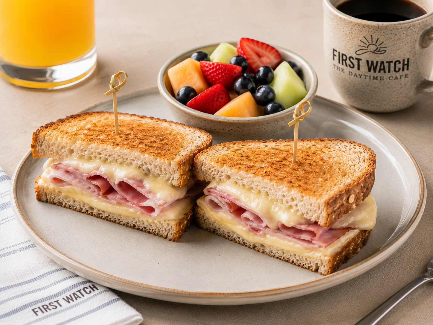 First Watch Ham and Gruyere Melt warm and comforting