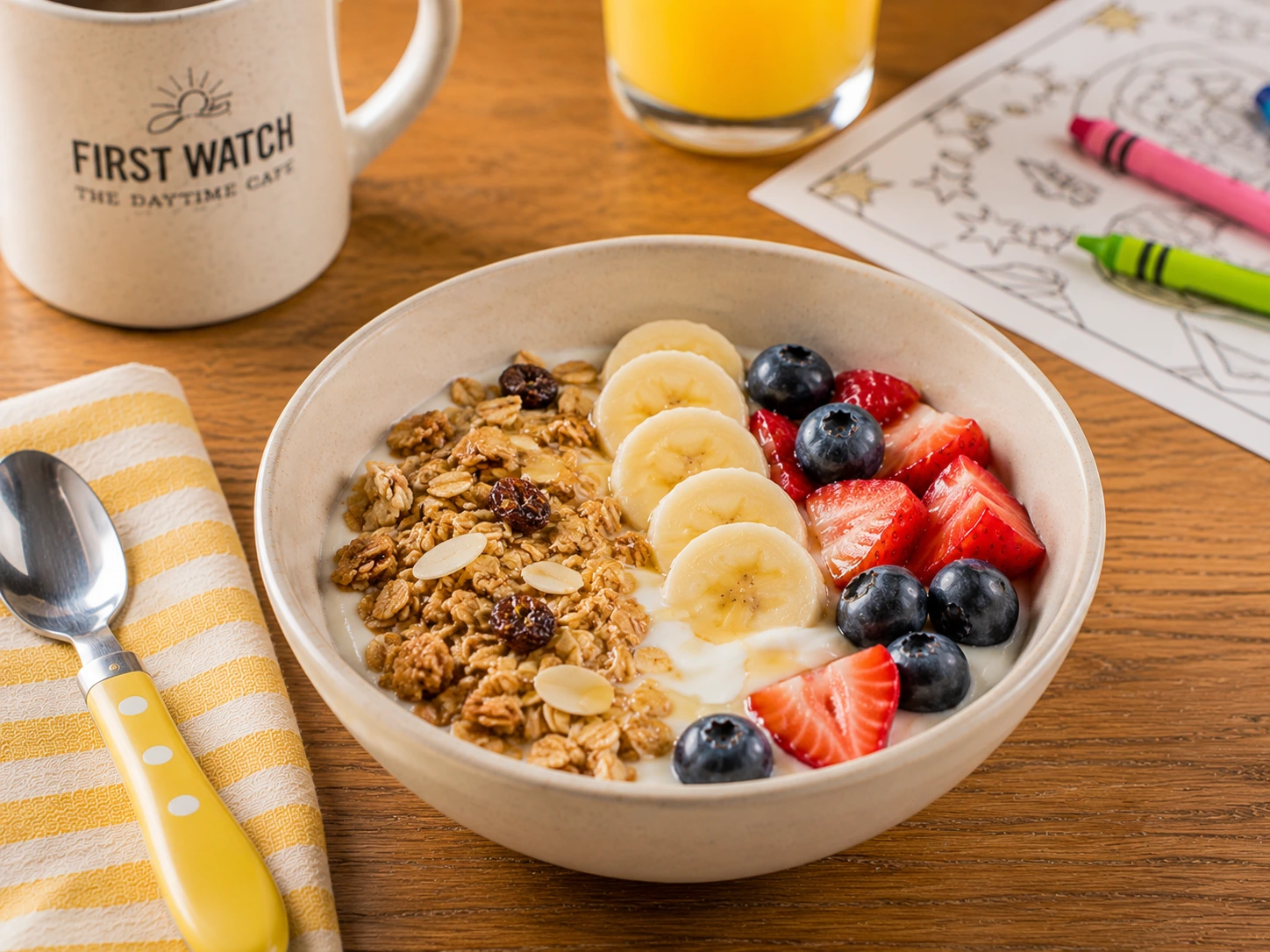 Kids 4 First Watch Kids Granola Bowl with yogurt and fresh fruit