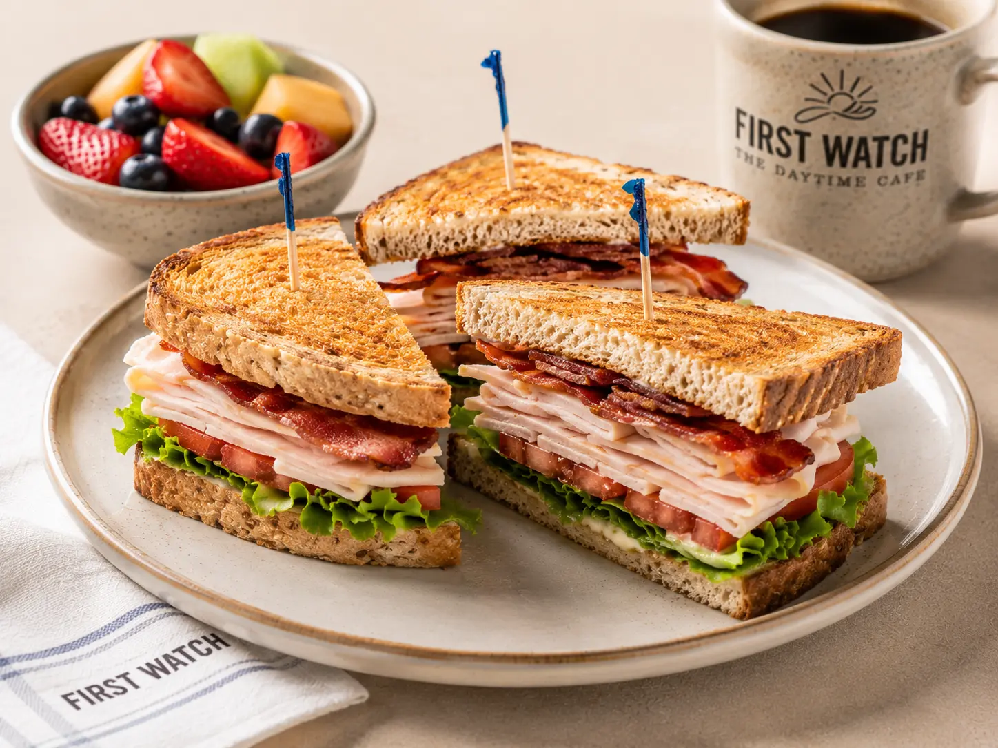 First Watch Monterey Club well-stacked sandwich