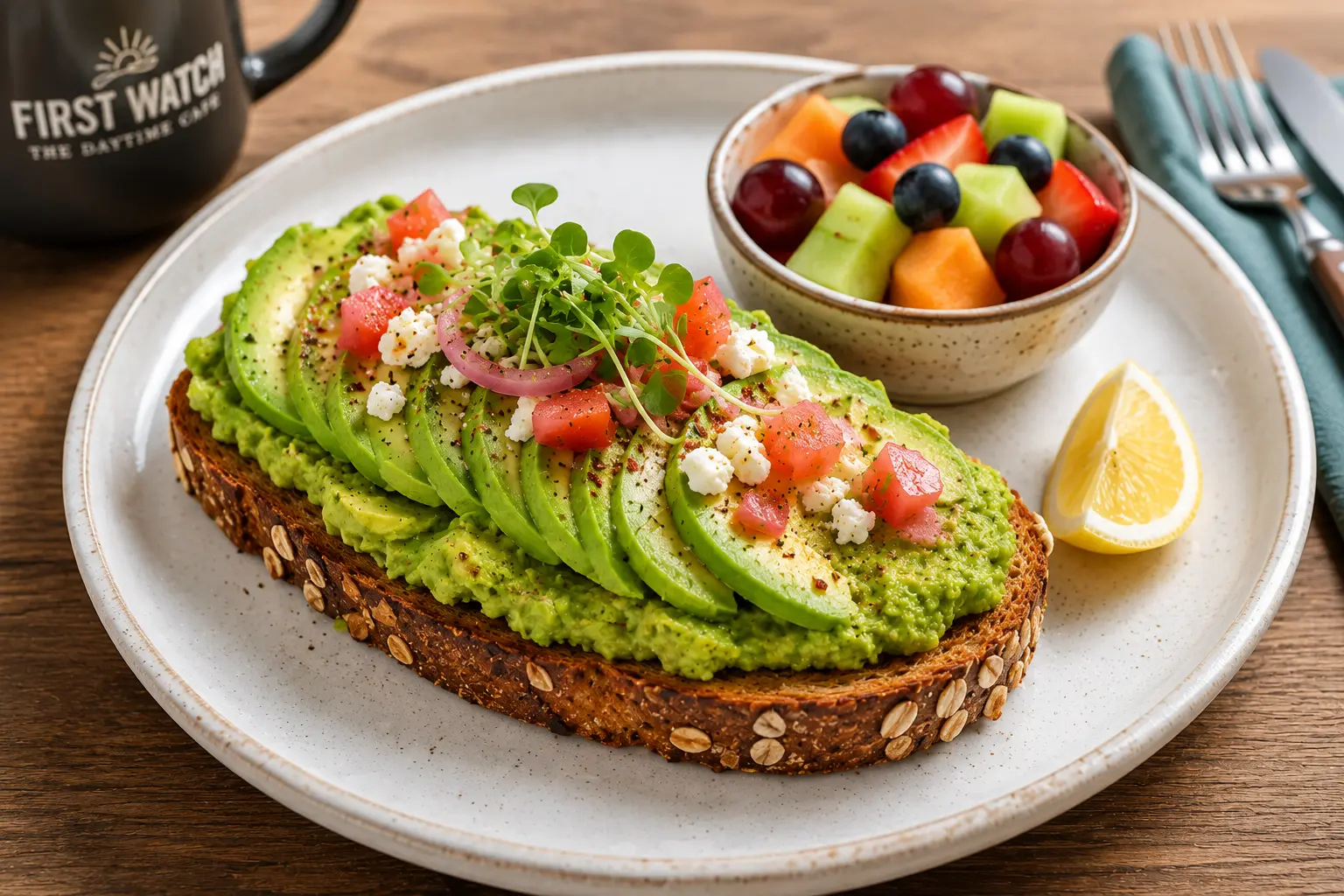 First Watch Avocado Toast — fresh avocado on artisan toast