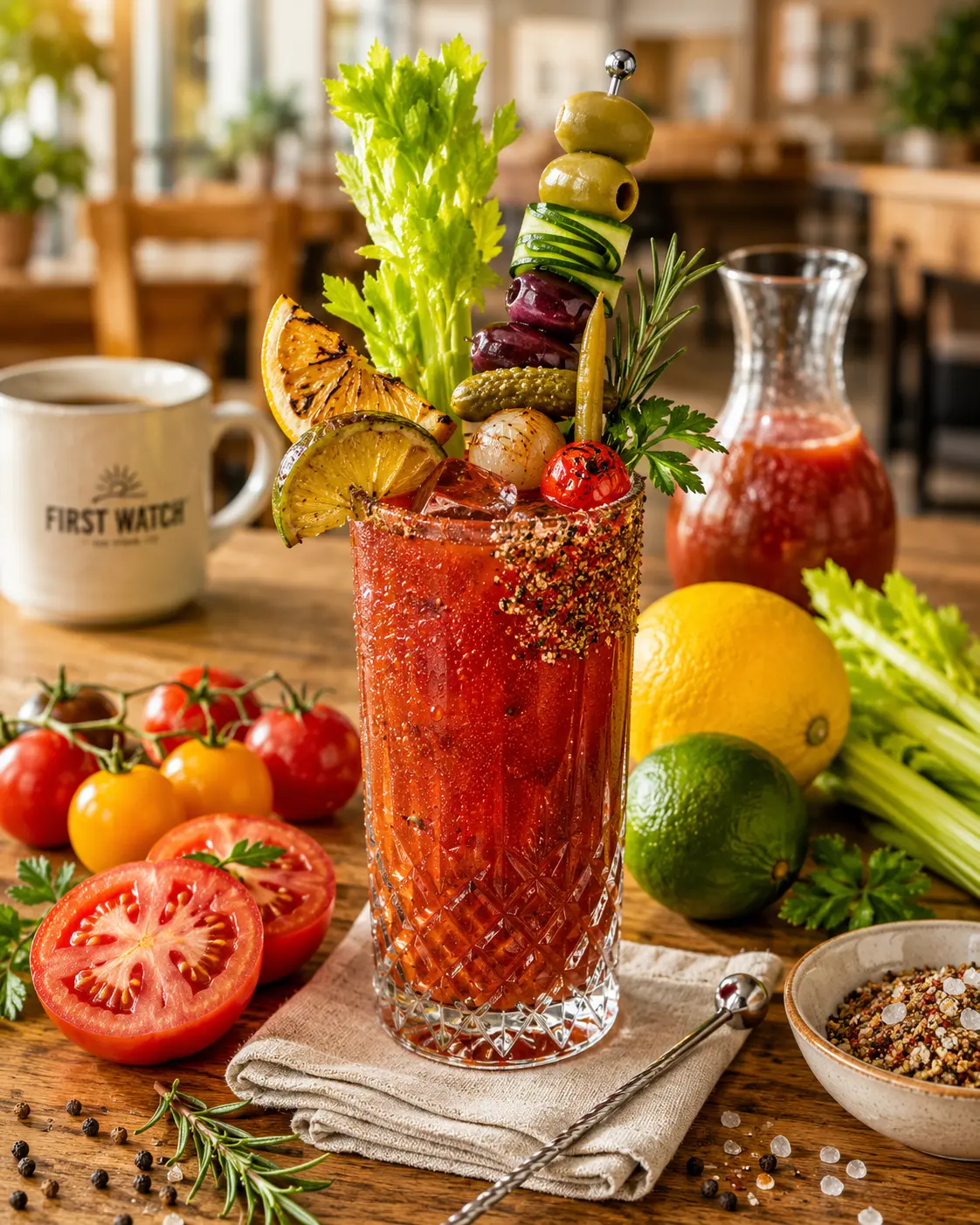 First Watch Bloody Mary boldly seasoned savory cocktail
