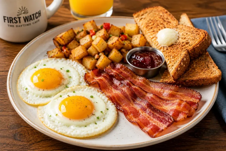 First Watch Traditional Breakfast with eggs, bacon and toast